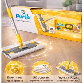 Հատակմաքրիչ մոպ Purfix + Խոնավ Անձեռոցիկներ 50 հատ