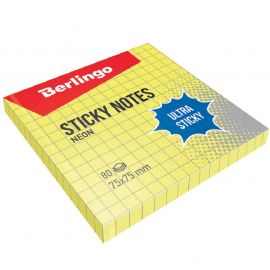 Նշումների թուղթ Berlingo "Ultra Sticky" 75*75սմ 80 թերթ դեղին