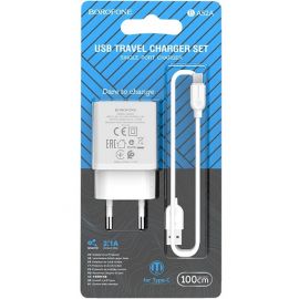 Լիցքավորիչ և լիցքավորման լար Borofone Lightning BA52A սպիտակ