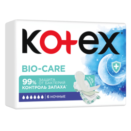 Կանացի միջադիր Kotex Bio-Care Night 6 հատ