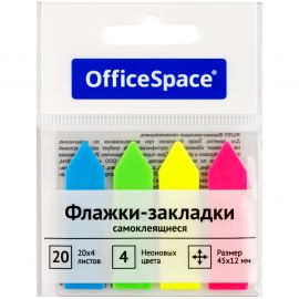 Թղթե էջանիշեր նշումների համար OfficeSpace 45*12մմ․ 4 գույն