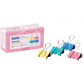 Թղթի սեղմակ 19մմ OfficeSpace  ( 12 հատ ) Գունավոր