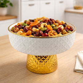 Մրգաման Կերամիկական Շեղանկյուն Ոսկեգույն եզրերով Կլոր 20սմ XZ-6493