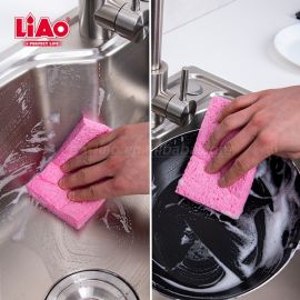 Սպունգ սպասք լվանալու համար Liao 14սմ*9սմ*1,9սմ  2հատ G130065