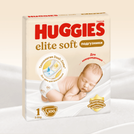 Մանկական տակդիր Huggies Elite Soft N1 (3-5կգ), 100 հատ