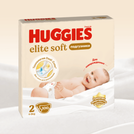 Մանկական տակդիր Huggies Elite Soft N2 (4-6կգ), 100 հատ