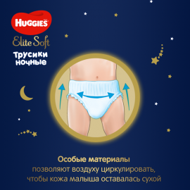 Մանկական տակդիր-վարտիք գիշերային Huggies Elite Soft N5 (12-17կգ), 17 հատ