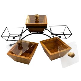 Մատուցարան Բամբուկե Մետաղական Տակդիրով Ուղղանկյուն 3 տեղ 33*10*14սմ XZ-4618