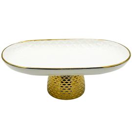 Մրգաման Կերամիկական Ոսկեգույն եզրերով Շեղանկյուն 30սմ XZ-6506