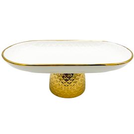 Մրգաման Կերամիկական Ոսկեգույն եզրերով Շեղանկյուն 25սմ XZ-6505