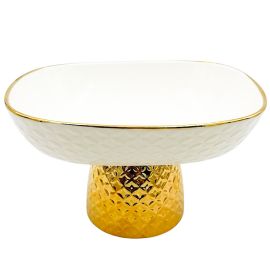 Մրգաման Կերամիկական Ոսկեգույն եզրերով Շեղանկյուն 17,5սմ XZ-6501