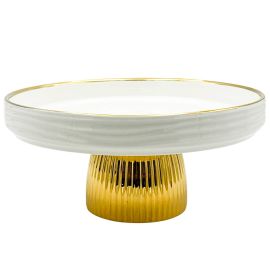 Մրգաման Կերամիկական Ոսկեգույն եզրերով Հորիզոնակ ալիքներով 25սմ XZ-6463