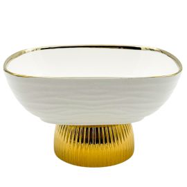 Մրգաման Կերամիկական Ոսկեգույն եզրերով Հորիզոնակ ալիքներով 17,5սմ XZ-6467