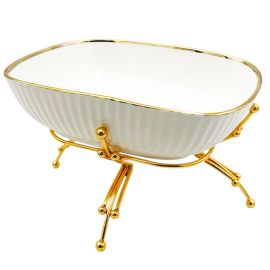 Մրգաման Մետաղական Տակդիրով Ոսկեգույն Գծավոր Օվալ XZ-6427