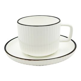 Բաժակ Կերամիկական Տակդիրով Մուգ եզրերով Սուրճ XZ-6457