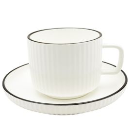 Բաժակ Կերամիկական Տակդիրով Մուգ եզրերով Թեյ XZ-6458