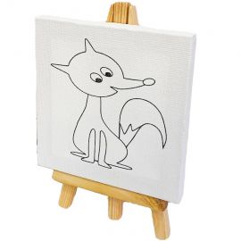 Նկարչական սպիտակ կտավ մոլբերտով 10*10սմ նկարով