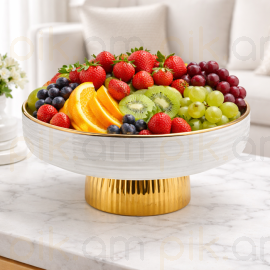 Մրգաման Կերամիկական Ոսկեգույն եզրերով Կլոր XZ-6465