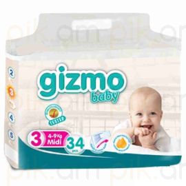 
Մանկական տակդիր Gizmo N3 (4-9կգ), 34 հատ
