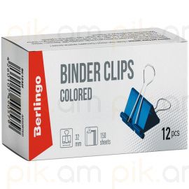 Թղթի սեղմակ Berlingo 32 մմ․ 12 հատ գունավոր