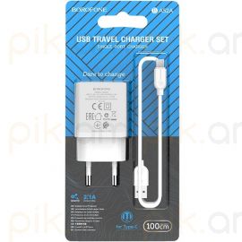 Լիցքավորիչ և լիցքավորման լար Borofone Lightning BA52A սպիտակ