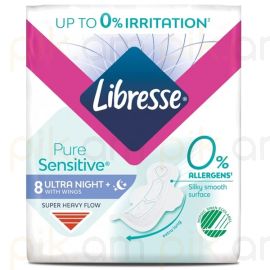 Կանացի Միջադիր Libresse Pure Sensitive Ultra Ночные 8 հատ
