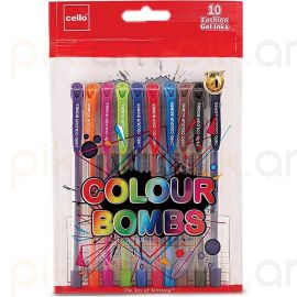 Գրիչ գունավոր Cello Geltech Colour Bombs 10 գույն (1,0մմ)