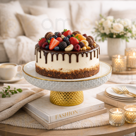 Մրգաման Կերամիկական Շեղանկյուն Ոսկեգույն եզրերով Կլոր Ցածր XZ-6497