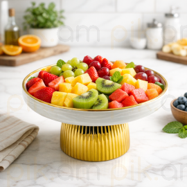 Մրգաման Կերամիկական Ոսկեգույն եզրերով  Կլոր Ցածր XZ-6462