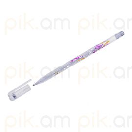 Գրիչ գելային փայլերով Crown արծաթագույն