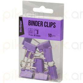 Սեղմակ թղթերի 19մմ Berlingo / 10 հատ / Գունավոր - Մանուշակագույն