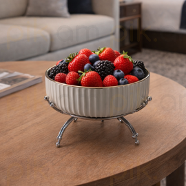 Մրգաման Մետաղական տակդիրով Արծաթագույն Գծավոր Կլոր XZ-6435