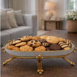 
Մրգաման Մետաղական տակդիրով Ոսկեգույն Գծավոր Օվալ Ցածր XZ-6425
