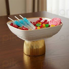 Մրգաման կերամիկական Ոսկեգույն եզրերով Հորիզոնակ ալիքներով 7սմ XZ-6467