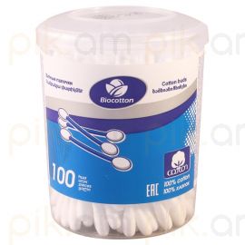 Բամբակյա փայտիկներ Biocotton տուփով 100 հատ