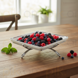 Մրգաման Մետաղական տակդիրով Արծաթագույն Քառակուսի Ցածր XZ-6448