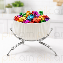 Մրգաման Մետաղական տակդիրով Արծաթագույն Գծավոր Կլոր XZ-6434