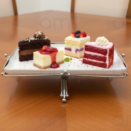 Մրգաման Մետաղական տակդիրով Արծաթագույն Քառակուսի Ցածր XZ-6449