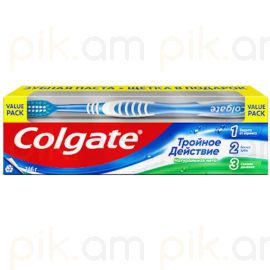 Ատամի մածուկ Colgate Тройное Действие 100մլ + Ատամի խոզանակ Extra Clean