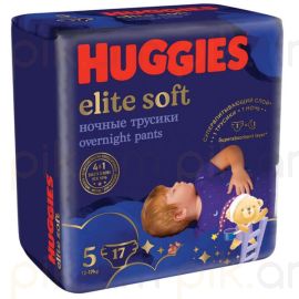 Մանկական տակդիր-վարտիք գիշերային Huggies Elite Soft N5 (12-17կգ), 17 հատ