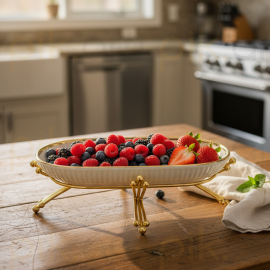 Մրգաման Մետաղական տակդիրով Ոսկեգույն Գծավոր Օվալ Ցածր XZ-6424