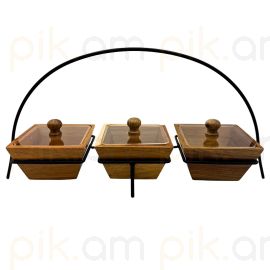 
Մատուցարան բամբուկե մետաղական տակդիրով ուղղանկյուն 3 տեղ 39*10*20սմ XZ-4621
