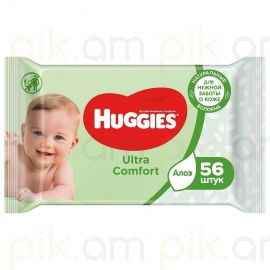Խոնավ անձեռոցիկ Huggies Ultra Comfort с Алоэ Вера մանկական 56 հատ