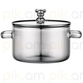 Կաթսա ապակյա 1,8լ հրակայուն մոխրագույն XZ-3561